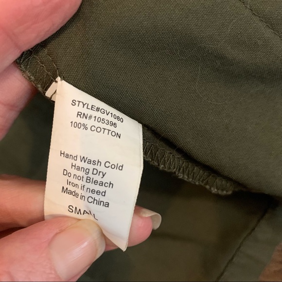 Utility Vest Zip Jacket w/ Hood Army Green SMALL 1763 - Picture 11 of 11